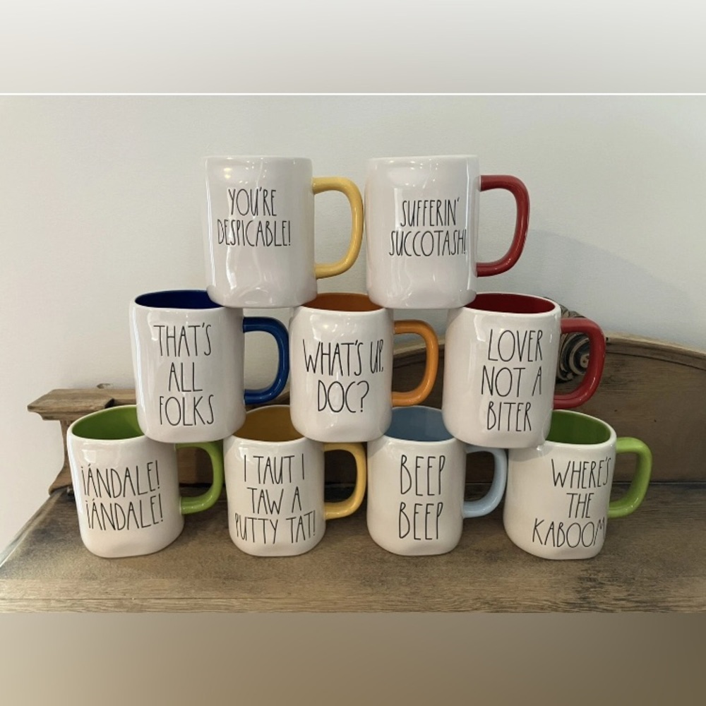 Rae Dunn Looney Tunes Double Sided mugs Complete set of 9